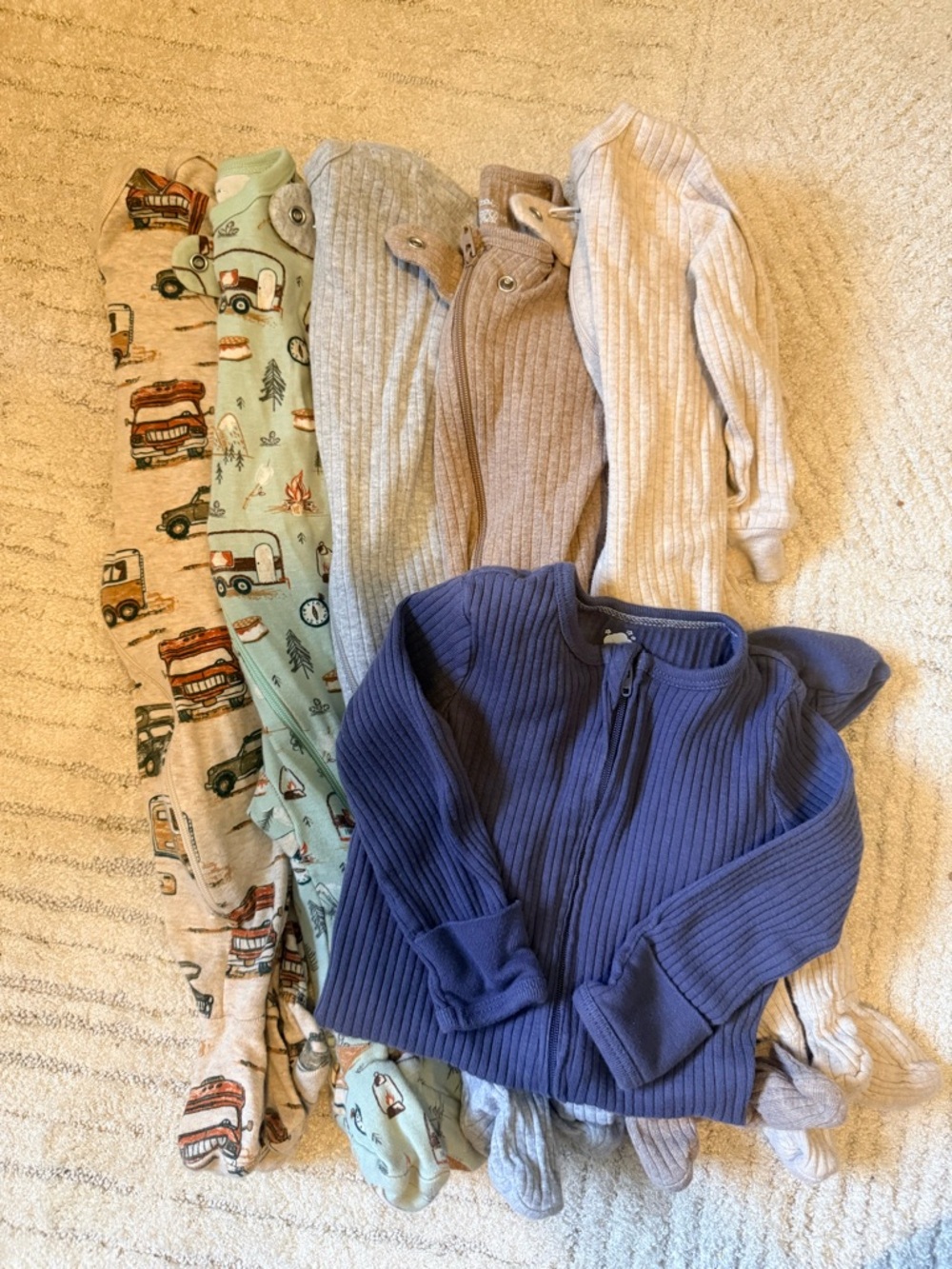 organic cotton Ribbed Zip-Front Kids Top - Blue